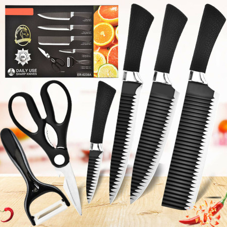 Premium Kitchen Knife Set 6 Pcs Knife 1 Set (কুরবানি ঈদে মাংস ও সবজি কাটার  সমাধান)