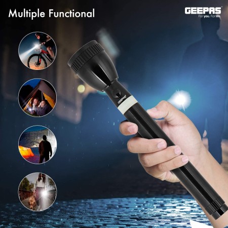 Geepas Rechargeable  LED Flashlight USB Torch Light