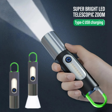 USB Rechargeable Multifunctional LED Flashlight