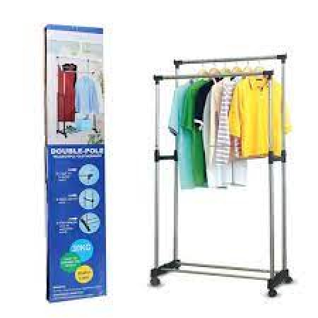 Double-Pole Telescopic Clothes Rack