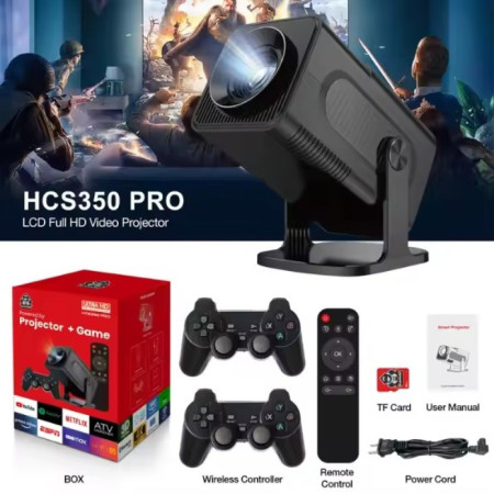 HCS 350 Pro Android 4K Projector + Video Game Console Combo.