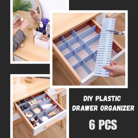 Adjustable Plastic Grid Drawer Organizer Multi-Purpose Drawer Storage Divider Adjustable Cabinet Storage Divider 6pcs