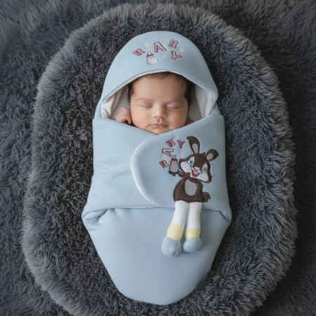 Premium WarmNest Sky Blue Colour Baby Blanket