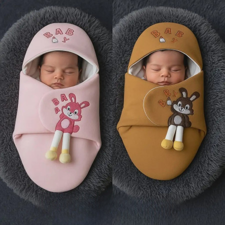 2 pcs Premium WarmNest Baby Blanket (Pink & Brown)