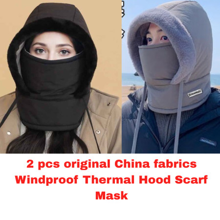 2 pcs Windproof Thermal Hood Scarf Mask