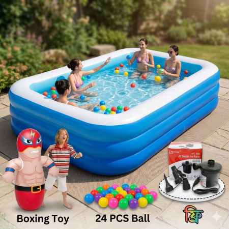 260cm(8.5ft) Family Size Swimming Pool With Free 24 pcs ball Electric Pumper and boxing toy