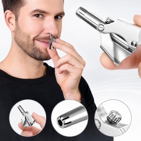 Manual Nose Ear Hair Trimmer (No Batteries Required)