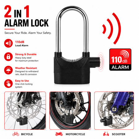 Waterproof Anti Theft Alarm Lock  (Big Lock Size)