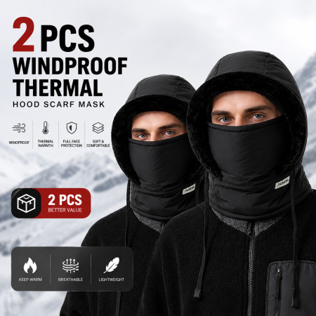 2 pcs Windproof Thermal Hood Scarf Mask