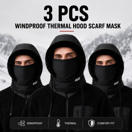 3 pcs Windproof Thermal Hood Scarf Mask