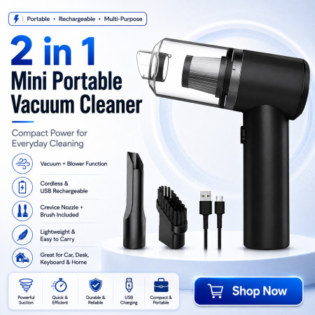 2 in 1 Mini Portable Vacuum Cleaner