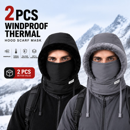2 pcs Windproof Thermal Hood Scarf Mask
