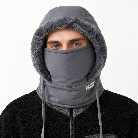 1 pcs Windproof Thermal Hood Scarf Mask (ash)