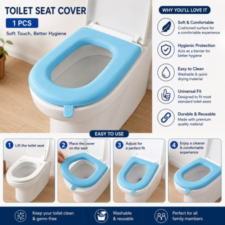 2Pcs Waterproof Luxury Toilet Seat Cover - Soft Washable Warm Winter Cushion
